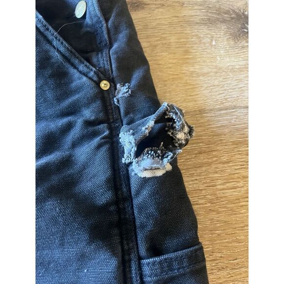 Carhartt Black Double Knee Bib Overalls Workwear Some Distressing 36 X 30 - Picture 4 of 4